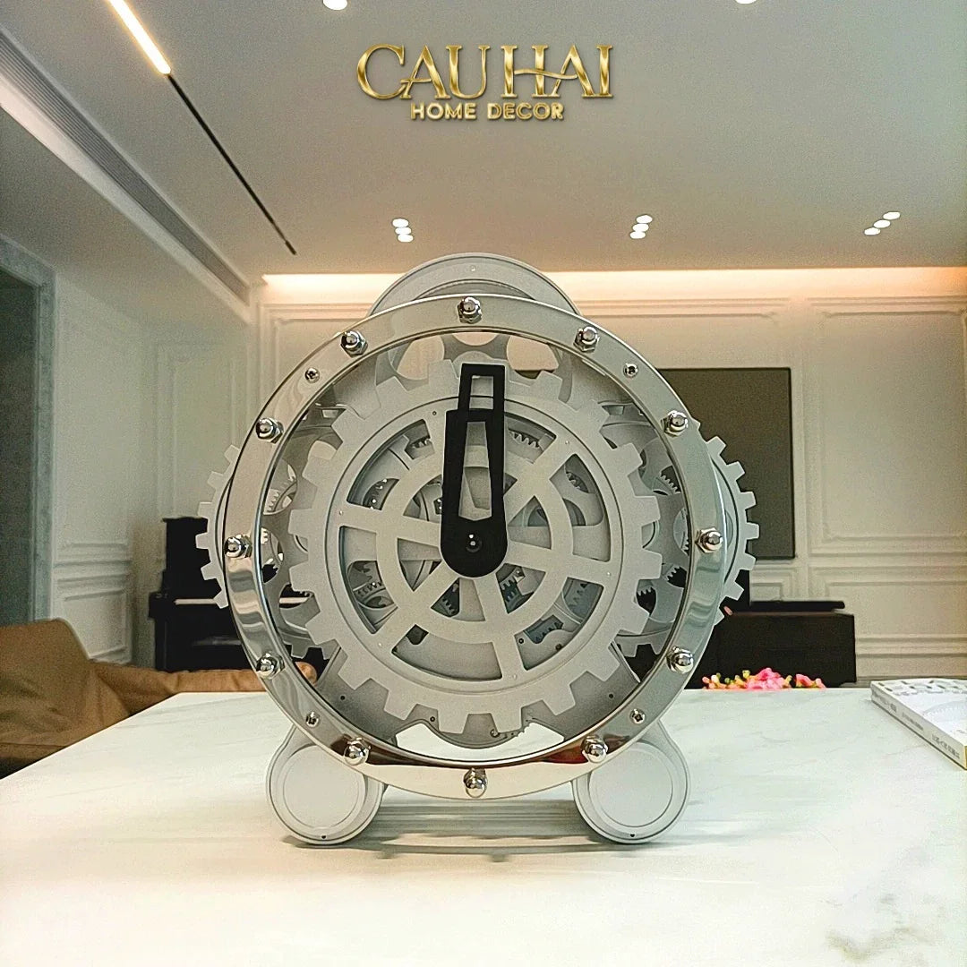 Elysian - Đồng Hồ Cơ Hologram Mécanique Argent Table Clock-ĐỒNG HỒ-CẬU HAI HOME DECOR