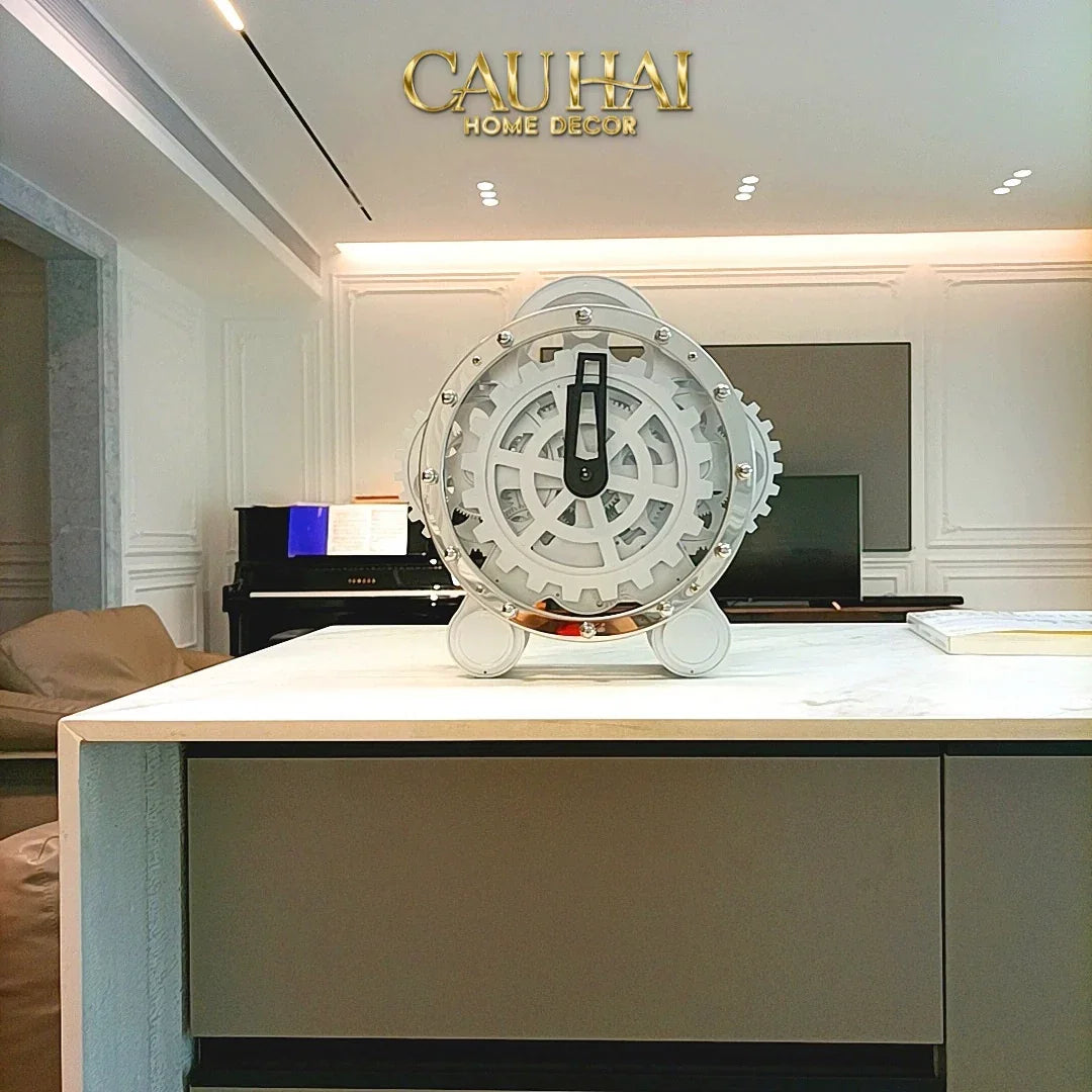 Elysian - Đồng Hồ Cơ Hologram Mécanique Argent Table Clock-ĐỒNG HỒ-CẬU HAI HOME DECOR