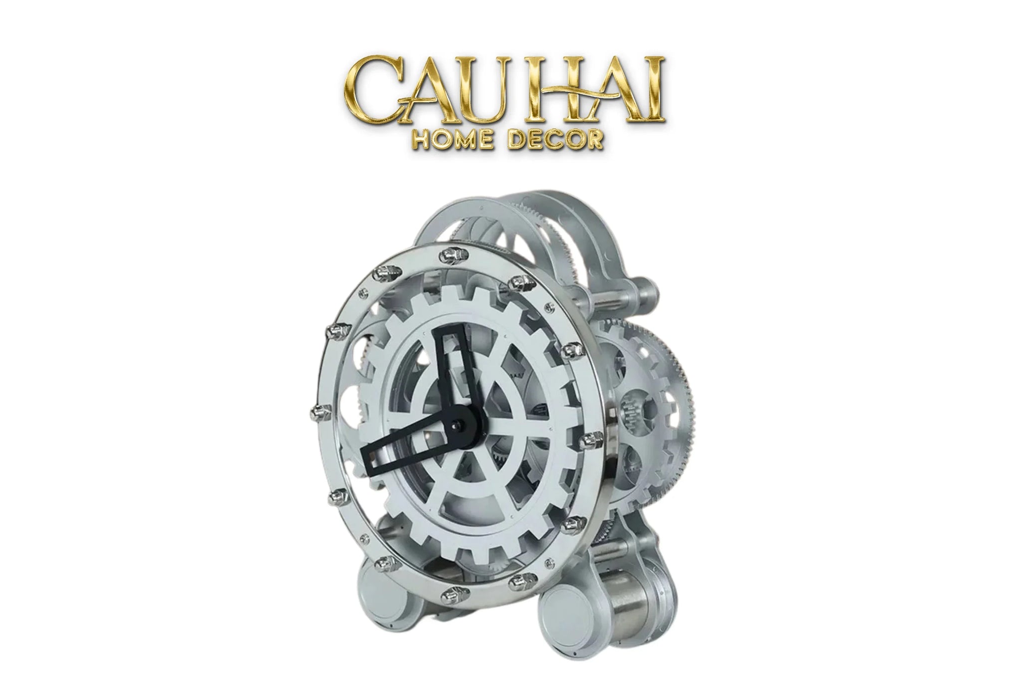 Elysian - Đồng Hồ Cơ Hologram Mécanique Argent Table Clock-ĐỒNG HỒ-CẬU HAI HOME DECOR