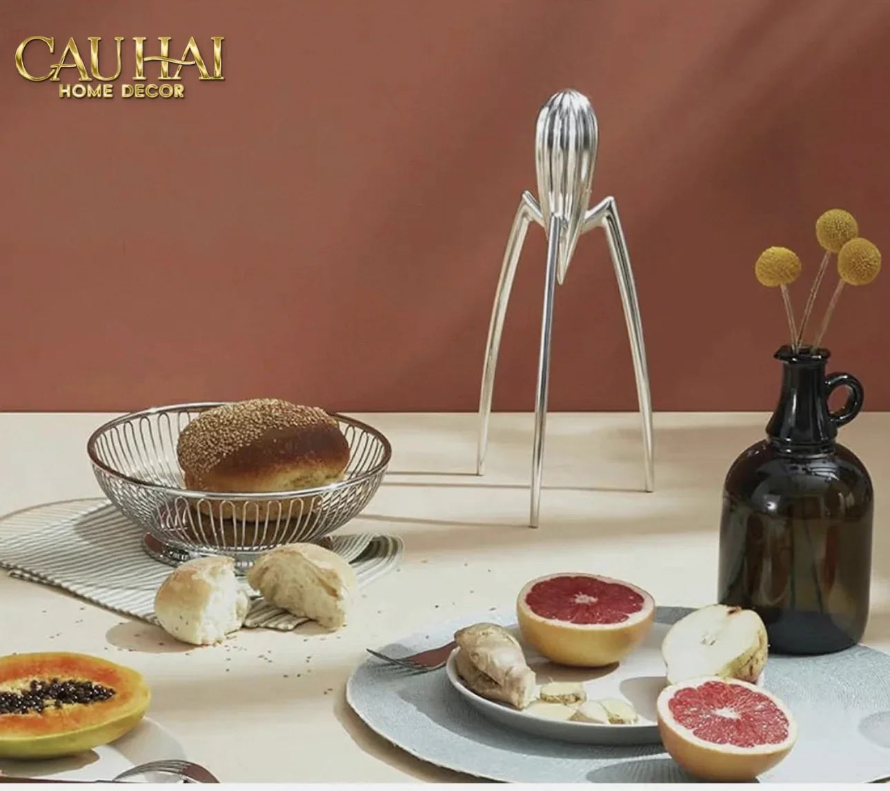 Elysian Fw25 - Tượng Kitchenware Spider Citron Chrome H29-TƯỢNG TRANG TRÍ-CẬU HAI HOME DECOR