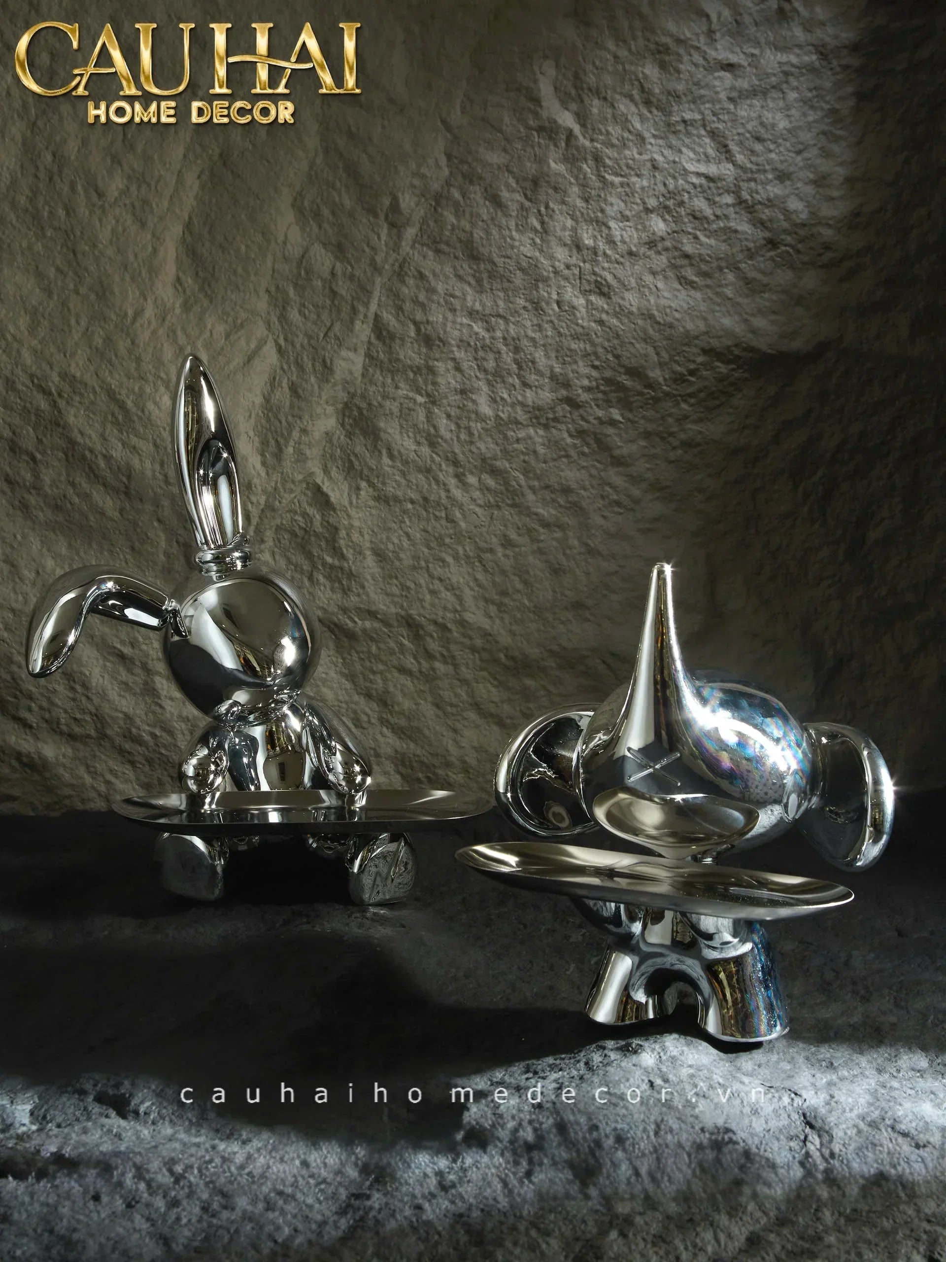 Elysian Fw25 - Tượng Voi Figurine Platinum Astro Elephas H27-TƯỢNG TRANG TRÍ-CẬU HAI HOME DECOR