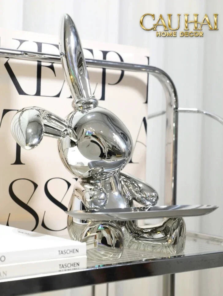 Elysian Fw25 - Tượng Thỏ Figurine Platinum Lapin Minimalisme Chic-TƯỢNG TRANG TRÍ-CẬU HAI HOME DECOR
