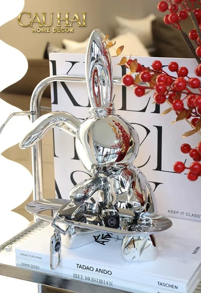 Elysian Fw25 - Tượng Thỏ Figurine Platinum Lapin Minimalisme Chic-TƯỢNG TRANG TRÍ-CẬU HAI HOME DECOR