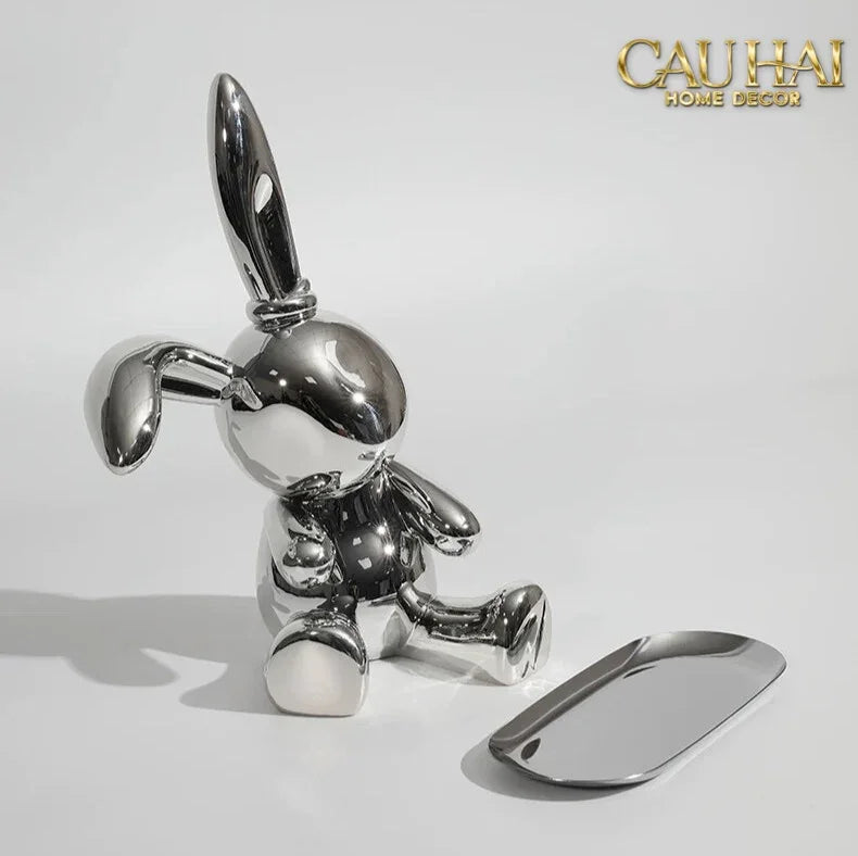 Elysian Fw25 - Tượng Thỏ Figurine Platinum Lapin Minimalisme Chic-TƯỢNG TRANG TRÍ-CẬU HAI HOME DECOR