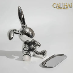 Elysian Fw25 - Tượng Thỏ Figurine Platinum Lapin Minimalisme Chic-TƯỢNG TRANG TRÍ-CẬU HAI HOME DECOR