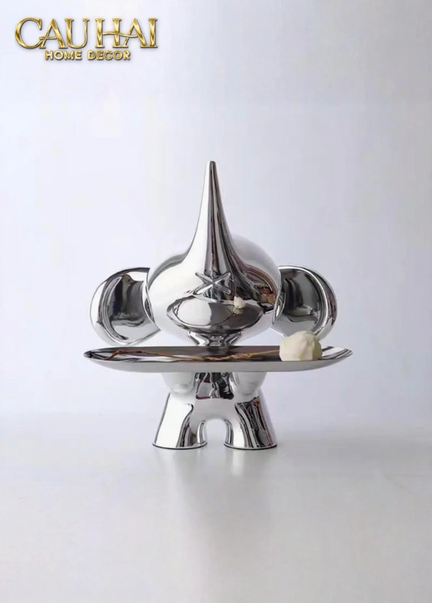Elysian Fw25 - Tượng Voi Figurine Platinum Astro Elephas H27-TƯỢNG TRANG TRÍ-CẬU HAI HOME DECOR