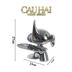 Elysian Fw25 - Tượng Voi Figurine Platinum Astro Elephas H27-TƯỢNG TRANG TRÍ-CẬU HAI HOME DECOR
