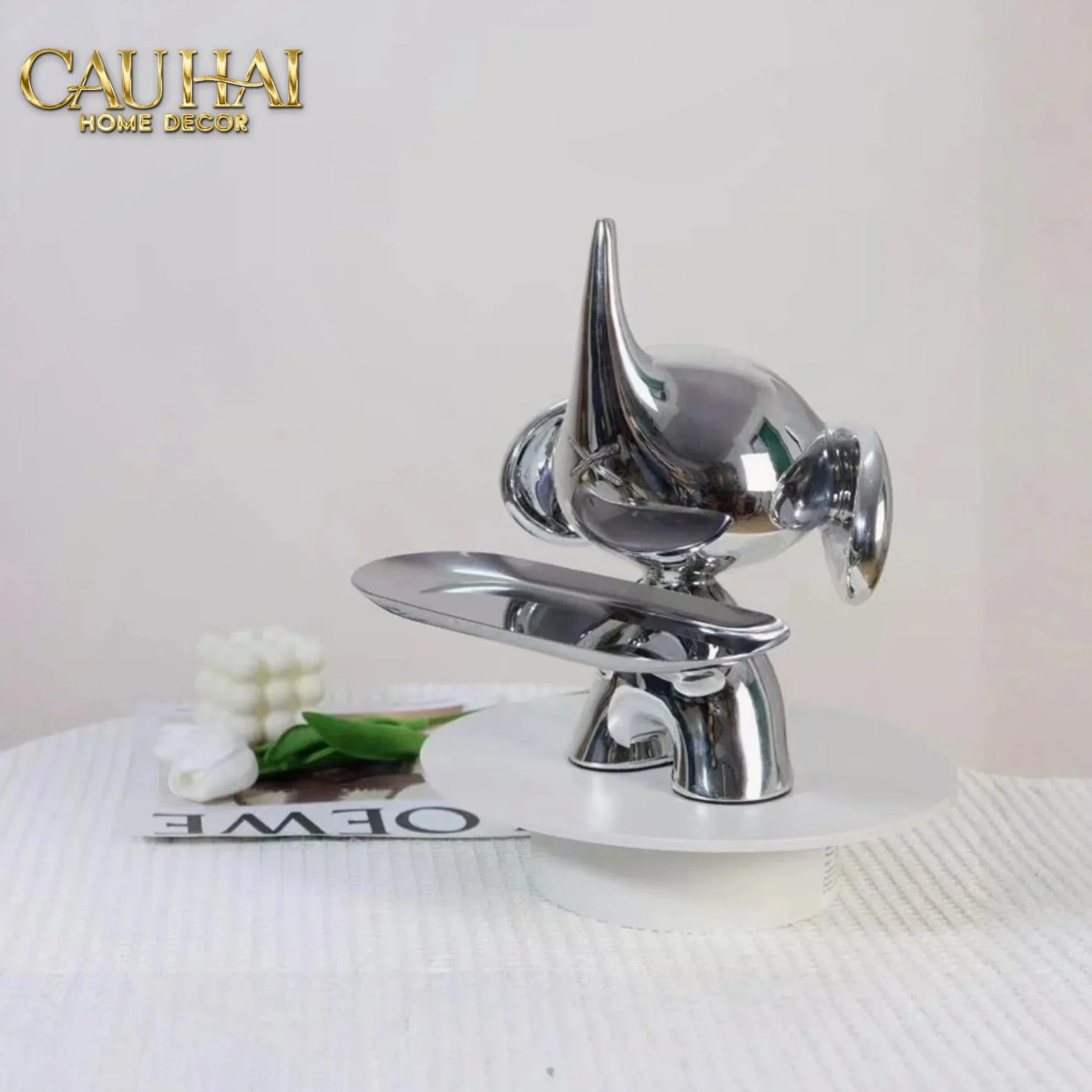Elysian Fw25 - Tượng Voi Figurine Platinum Astro Elephas H27-TƯỢNG TRANG TRÍ-CẬU HAI HOME DECOR