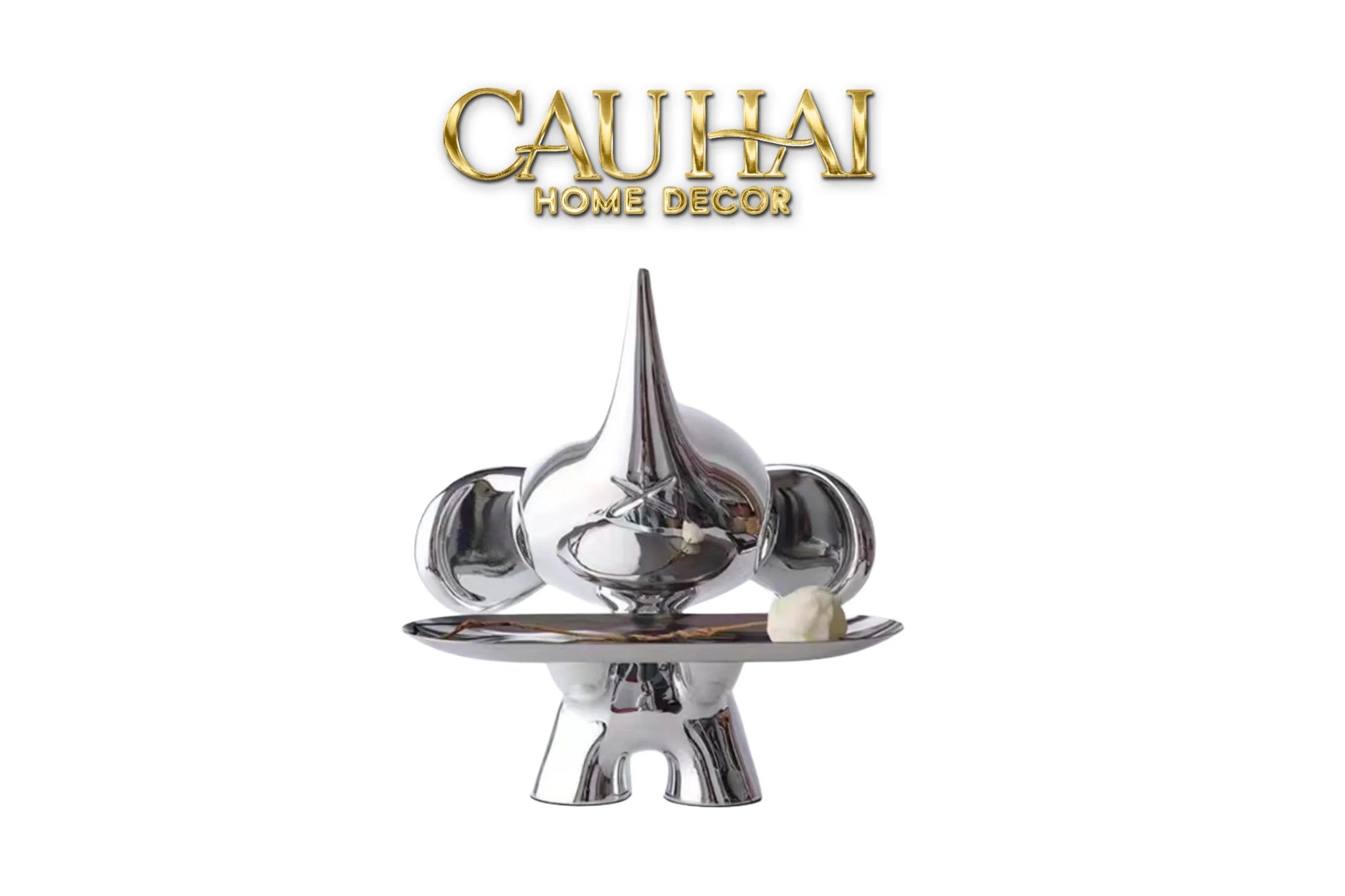 Elysian Fw25 - Tượng Voi Figurine Platinum Astro Elephas H27-TƯỢNG TRANG TRÍ-CẬU HAI HOME DECOR