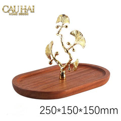 Elysian - Khay Gỗ Óc Chó Lá Ngân Hạnh Ginkgo Premium Walnut Trays 15x25-KHAY TRANG TRÍ-CẬU HAI HOME DECOR