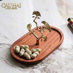 Elysian - Khay Gỗ Óc Chó Lá Ngân Hạnh Ginkgo Premium Walnut Trays 15x25-KHAY TRANG TRÍ-CẬU HAI HOME DECOR