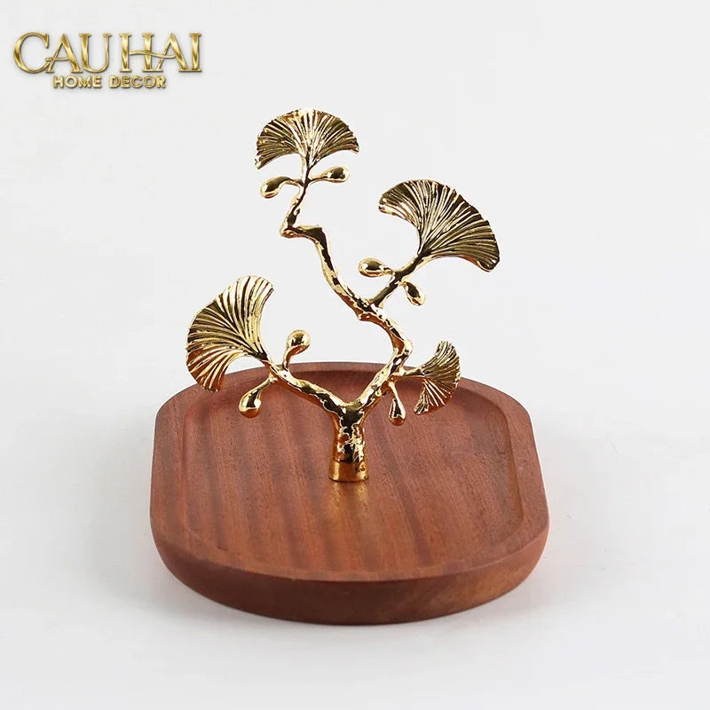 Elysian - Khay Gỗ Óc Chó Lá Ngân Hạnh Ginkgo Premium Walnut Trays 15x25-KHAY TRANG TRÍ-CẬU HAI HOME DECOR