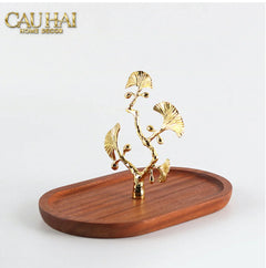 Elysian - Khay Gỗ Óc Chó Lá Ngân Hạnh Ginkgo Premium Walnut Trays 15x25-KHAY TRANG TRÍ-CẬU HAI HOME DECOR
