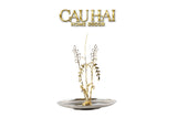 Elysian - Khay Tròn Đĩa Trái Cây Platinum Métallique Golden Eucalyptus Branch D30-KHAY TRANG TRÍ-CẬU HAI HOME DECOR