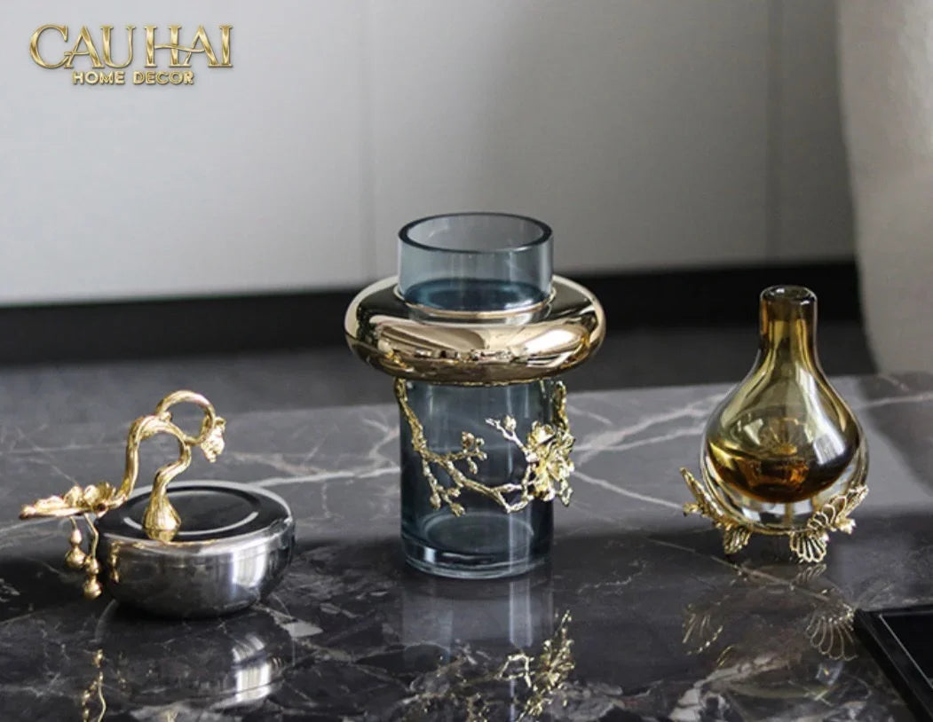 Elysian - Lọ Kẹo Chén Platinum Impérial Bird Branch Bowl 13x17-LY THỦY TINH-CẬU HAI HOME DECOR
