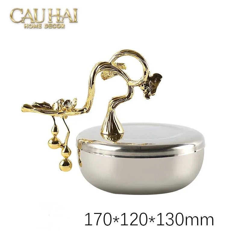 Elysian - Lọ Kẹo Chén Platinum Impérial Bird Branch Bowl 13x17-LY THỦY TINH-CẬU HAI HOME DECOR