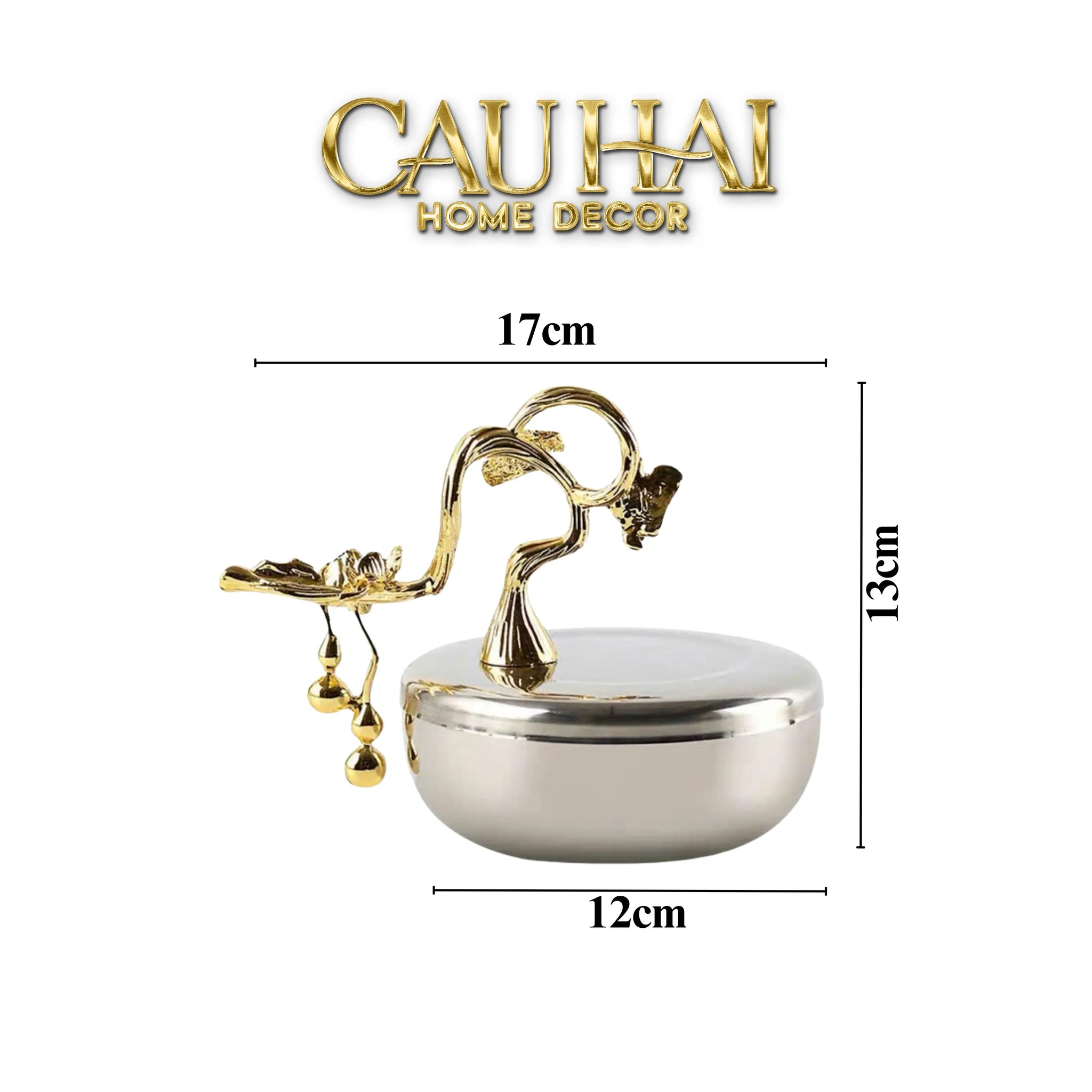 Elysian - Lọ Kẹo Chén Platinum Impérial Bird Branch Bowl 13x17-LY THỦY TINH-CẬU HAI HOME DECOR