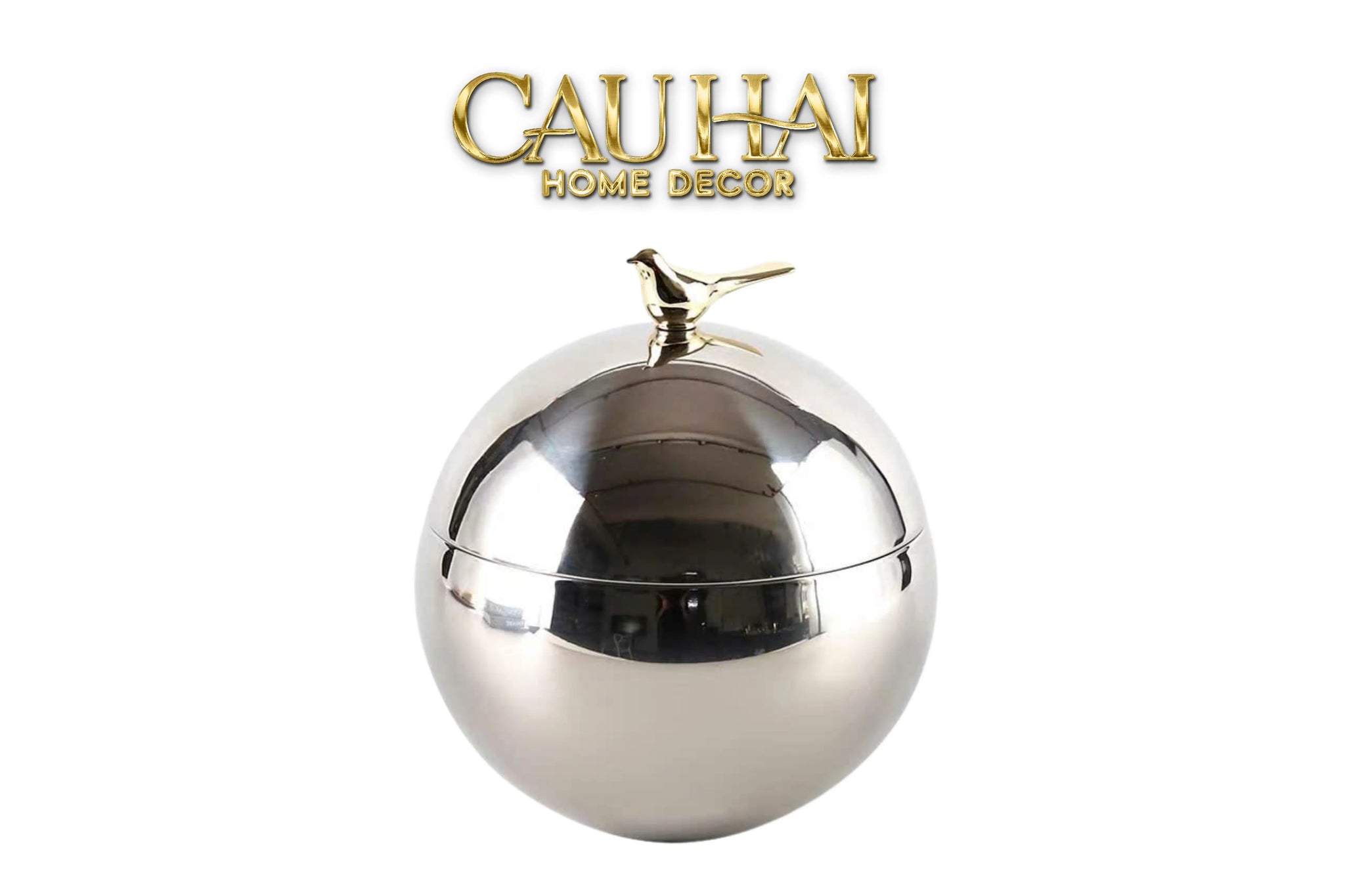 Elysian - Lọ Kẹo Hộp Lưu Trữ Hình Cầu Platinum Gilded Aviary Sphere-LY THỦY TINH-CẬU HAI HOME DECOR