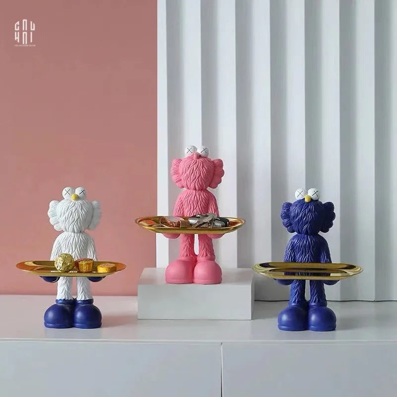 Elysian - Tượng Figurine Kaws Cằm Khay Bản Denim - Dark Blue-TƯỢNG TRANG TRÍ-CẬU HAI HOME DECOR