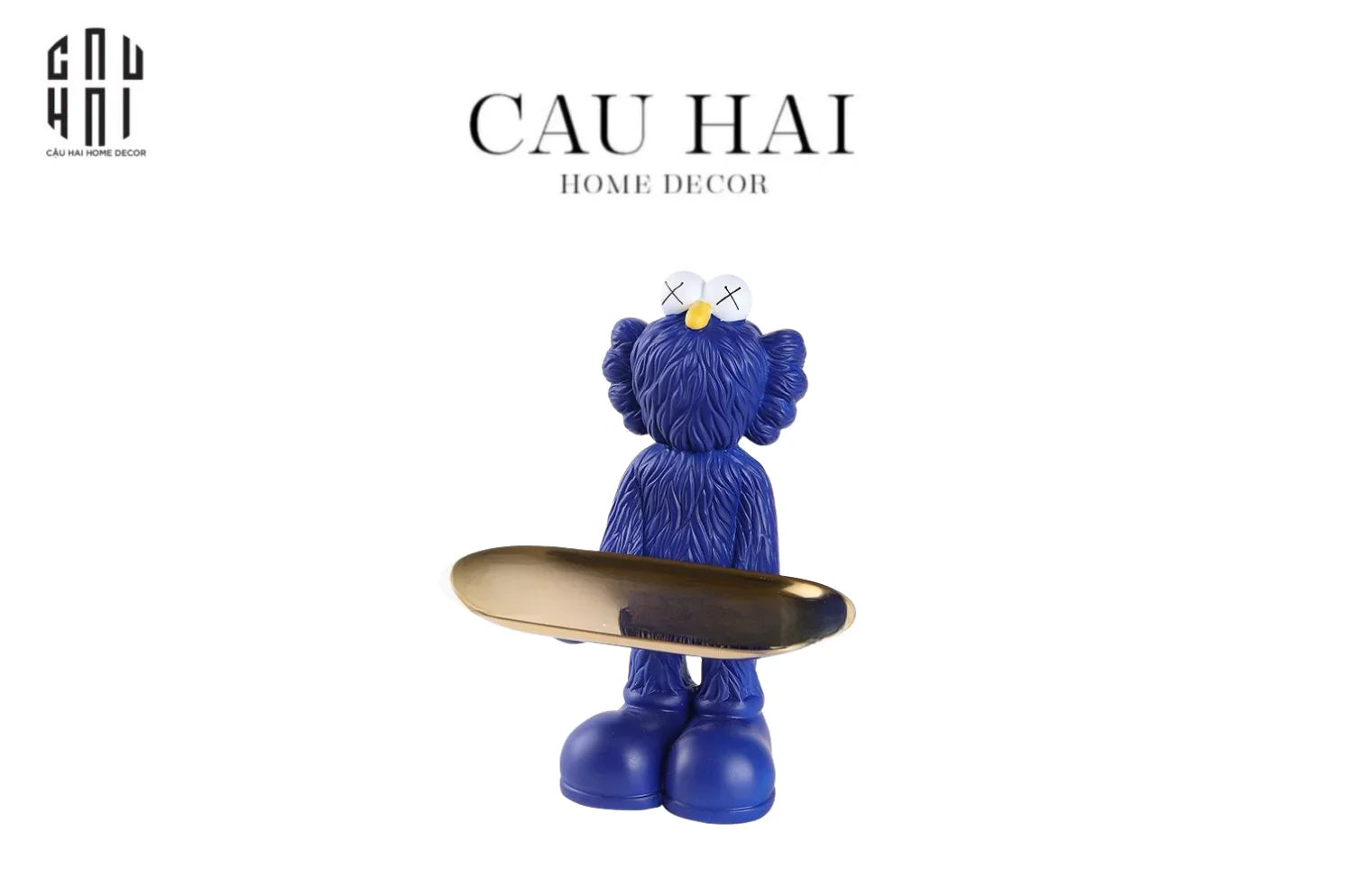 Elysian - Tượng Figurine Kaws Cằm Khay Bản Denim - Dark Blue-TƯỢNG TRANG TRÍ-CẬU HAI HOME DECOR