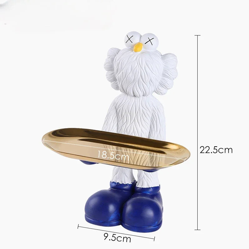 Elysian - Tượng Figurine Kaws Cằm Khay Bản Denim - White-TƯỢNG TRANG TRÍ-CẬU HAI HOME DECOR