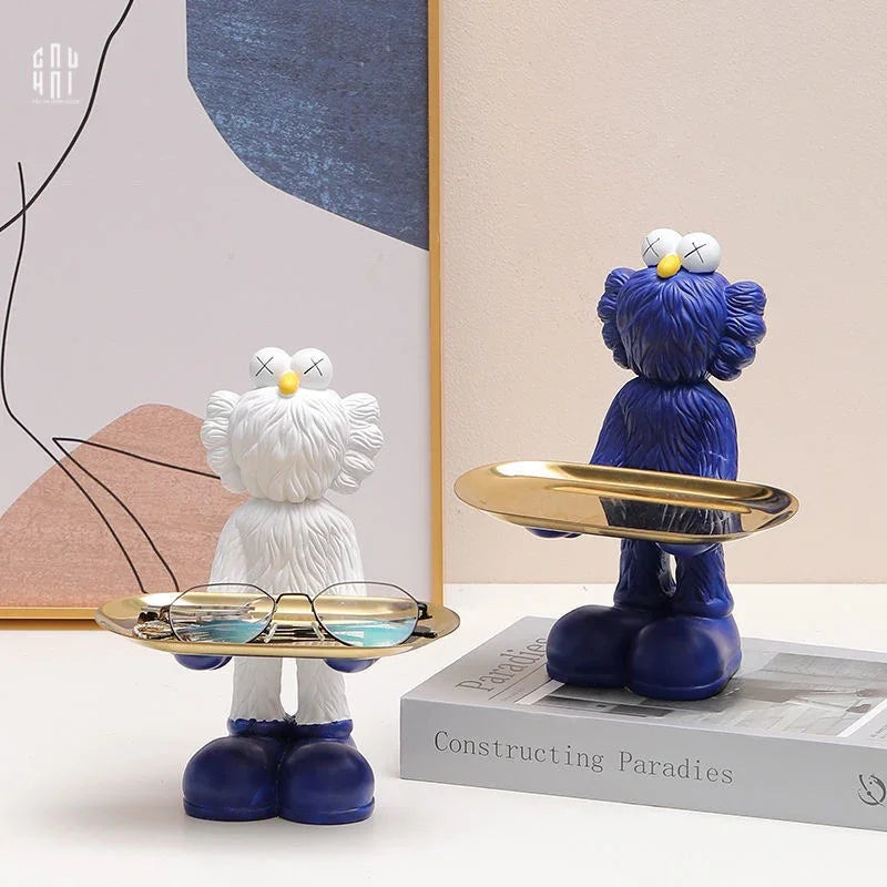 Elysian - Tượng Figurine Kaws Cằm Khay Bản Denim - White-TƯỢNG TRANG TRÍ-CẬU HAI HOME DECOR