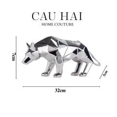 Elysian - Tượng Platinum Origami Art Wolf H20-30-TƯỢNG TRANG TRÍ-CẬU HAI HOME DECOR