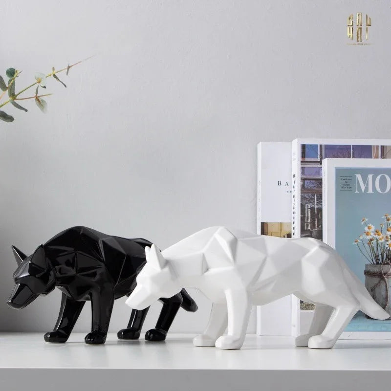 Elysian - Tượng Platinum Origami Art Wolf H20-30-TƯỢNG TRANG TRÍ-CẬU HAI HOME DECOR