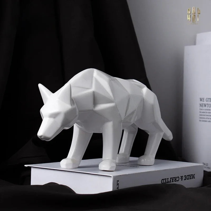 Elysian - Tượng Platinum Origami Art Wolf H20-30-TƯỢNG TRANG TRÍ-CẬU HAI HOME DECOR
