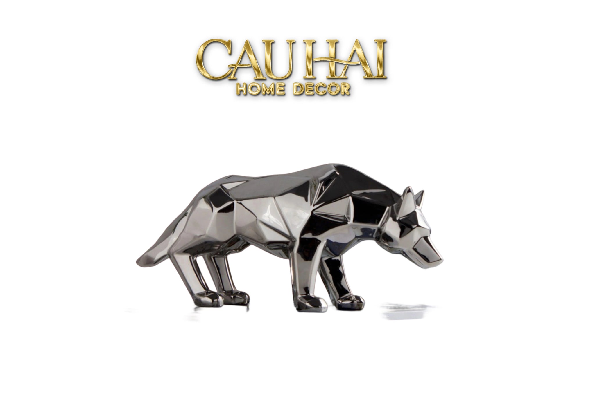 Elysian - Tượng Platinum Origami Art Wolf H20-30-TƯỢNG TRANG TRÍ-CẬU HAI HOME DECOR