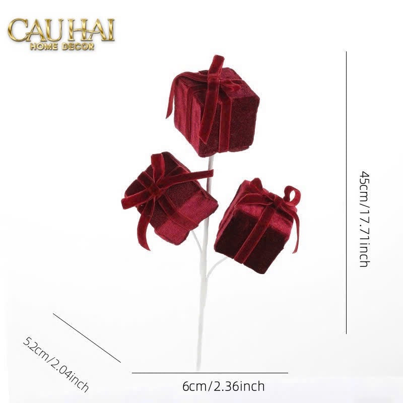 Fêtes Couture - Cành Hộp Quà Bọc Nhung - Emerald Gift Velvet-Hoa Lụa-CẬU HAI HOME DECOR