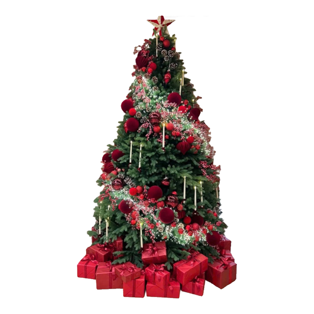 Fêtes Couture - Cây Thông Pe Red Velvet Berry Crystal With Candle-NẾN TRANG TRÍ-CẬU HAI HOME DECOR-2M-CẬU HAI HOME DECOR