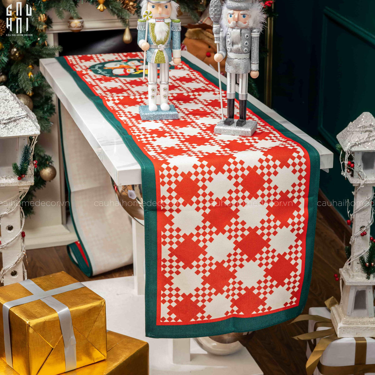 Fêtes Couture - Khăn Trải Bàn - Table Runner Carreaux 40X280 Cm-KHĂN TRẢI BÀN-CẬU HAI HOME DECOR