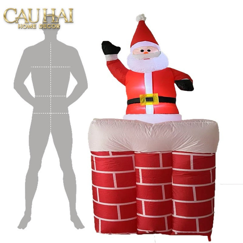 Fêtes Couture - Ông Già Noel Leo Ống Khói - Santa Salutation Cheminée-TRANG TRÍ GIÁNG SINH-CẬU HAI HOME DECOR