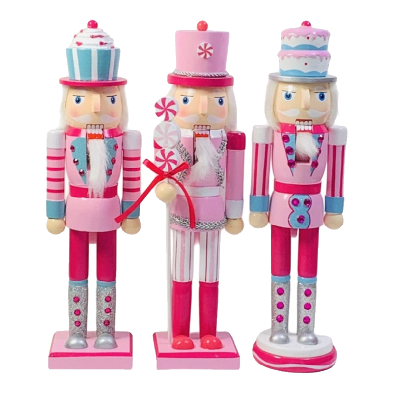 Fêtes Couture - Set of 3 Nutcracker Cotton Candy Plush Pink 38cm Figurines
