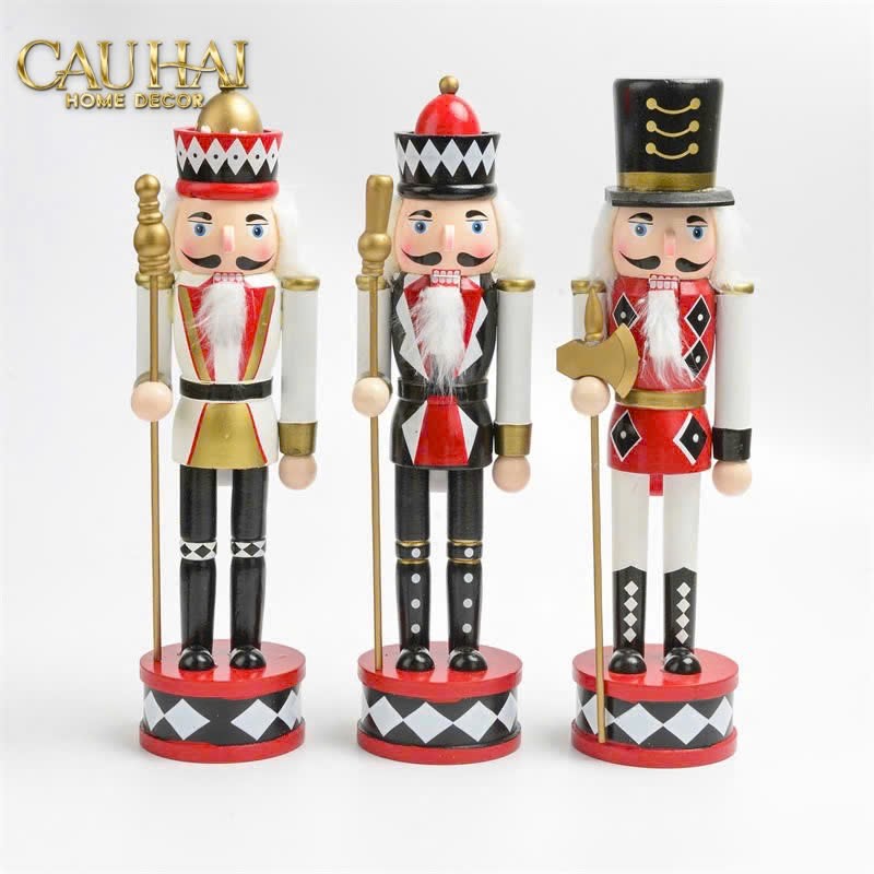 Fêtes Couture - Set 3 Tượng Nutcracker Moyenne Rouge Royal 30Cm-TƯỢNG TRANG TRÍ-CẬU HAI HOME DECOR