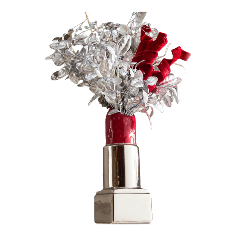 Fêtes Couture - D.O Rouge Platinum Velvet Vase and Flower Set