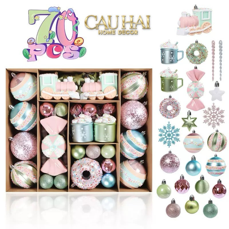 Fêtes Couture - Set Châu Trang Trí Giáng Sinh Cotton Candy Plush Pink 70Pcs-TRANG TRÍ GIÁNG SINH-CẬU HAI HOME DECOR