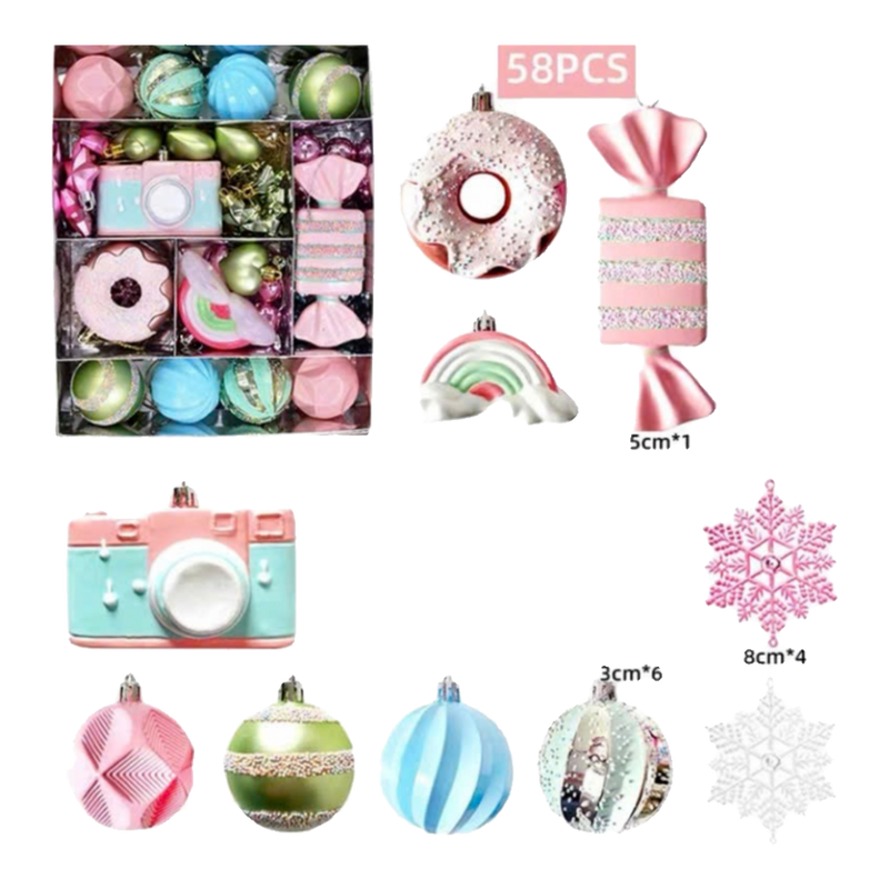 Fêtes Couture - Candy Pastel Ornaments Christmas Tree Decorating Set