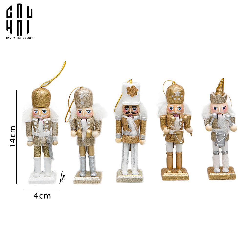 Fêtes Couture - Tượng Nutcracker 5Pcs - Gold-TƯỢNG TRANG TRÍ-CẬU HAI HOME DECOR