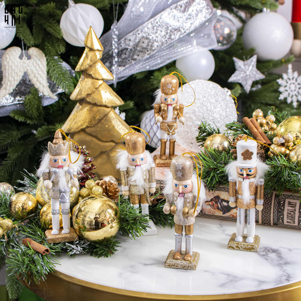 Fêtes Couture - Tượng Nutcracker 5Pcs - Gold-TƯỢNG TRANG TRÍ-CẬU HAI HOME DECOR