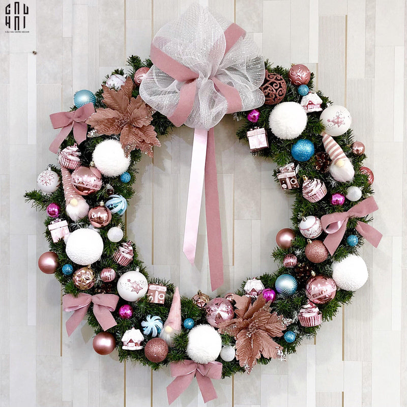 Fêtes Couture - Cotton Candy Cane Christmas Wreath 85Cm