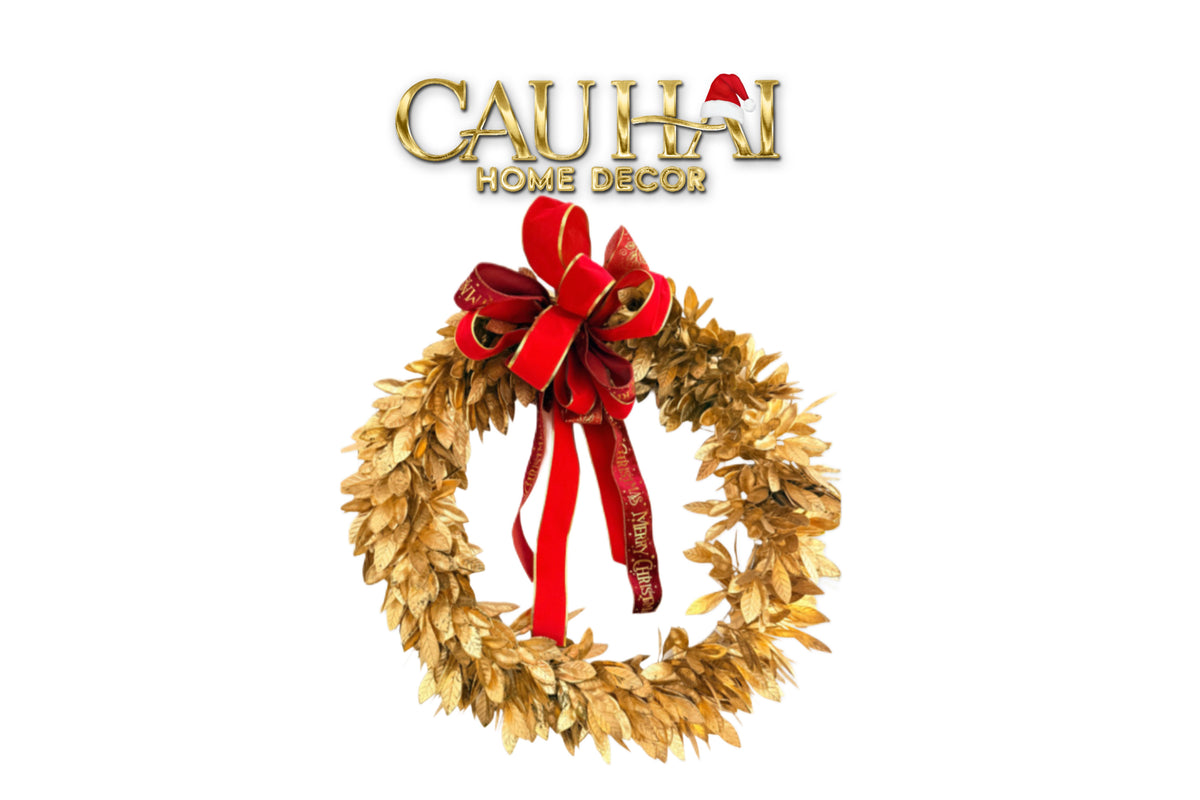Fêtes Couture - Vòng Giáng Sinh Imperial Laurel Golden Wreath 80Cm-TRANG TRÍ GIÁNG SINH-CẬU HAI HOME DECOR