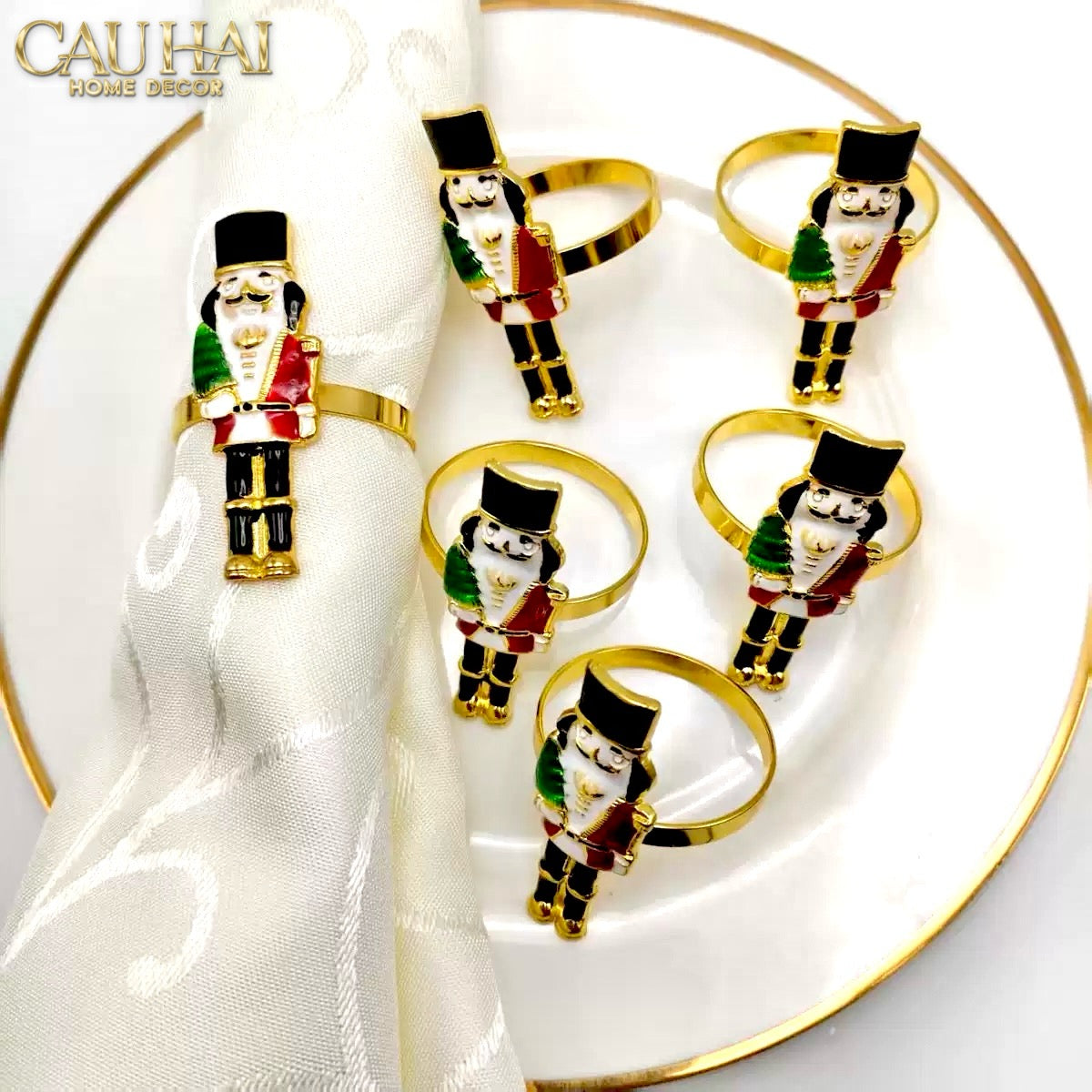 Fêtes Couture - Vòng Khăn Ăn - Napkin Ring Nutcracker Mistletoe-VÒNG KHĂN ĂN-Đối tác tại Trung Quốc theo từng đơn đặt hàng-CẬU HAI HOME DECOR