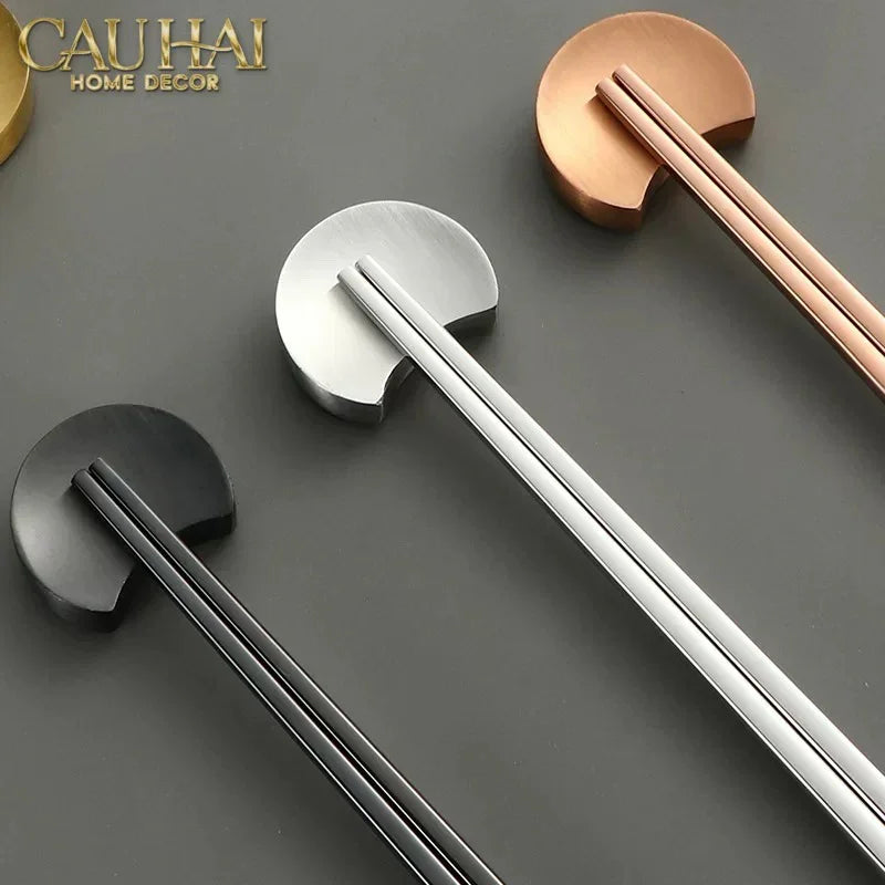 Gác Đũa Bán Nguyệt Golden Silver Cresent Lunar Chopsticks Racks 3.5-Dinner Cutlery Set Dao Muỗng Nĩa-CẬU HAI HOME DECOR