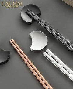 Gác Đũa Bán Nguyệt Golden Silver Cresent Lunar Chopsticks Racks 3.5-Dinner Cutlery Set Dao Muỗng Nĩa-CẬU HAI HOME DECOR