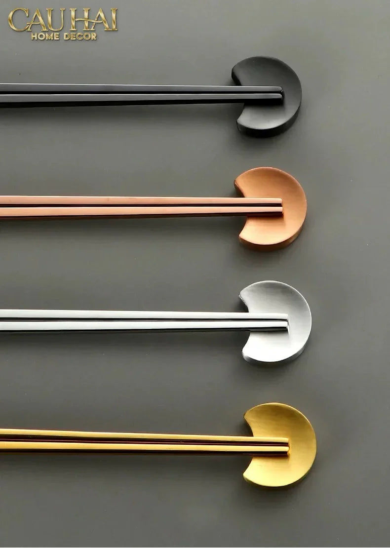 Gác Đũa Bán Nguyệt Golden Silver Cresent Lunar Chopsticks Racks 3.5-Dinner Cutlery Set Dao Muỗng Nĩa-CẬU HAI HOME DECOR