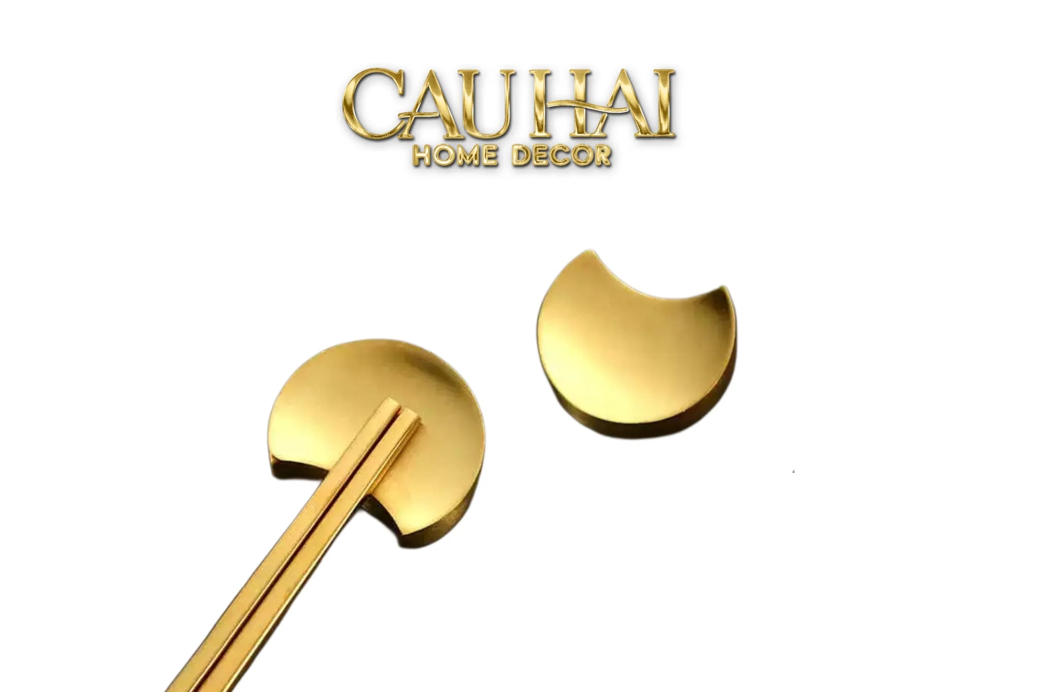 Gác Đũa Bán Nguyệt Golden Silver Cresent Lunar Chopsticks Racks 3.5-Dinner Cutlery Set Dao Muỗng Nĩa-CẬU HAI HOME DECOR