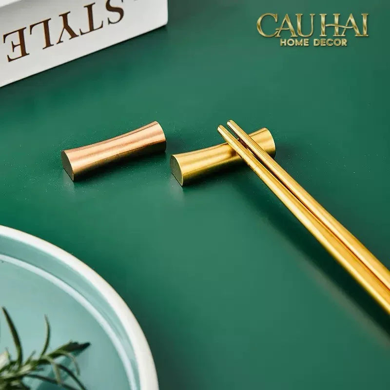 Gác Đũa Golden Scroll Chopsticks Racks 4.6-Dinner Cutlery Set Dao Muỗng Nĩa-CẬU HAI HOME DECOR