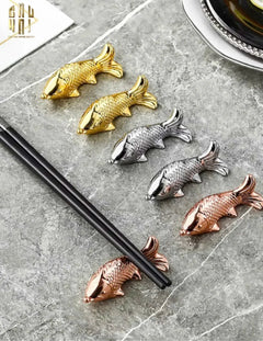 Gác Đũa - Stainless Steel Chopstick Rest Gold Fish-Dinner Cutlery Set Dao Muỗng Nĩa-CẬU HAI HOME DECOR